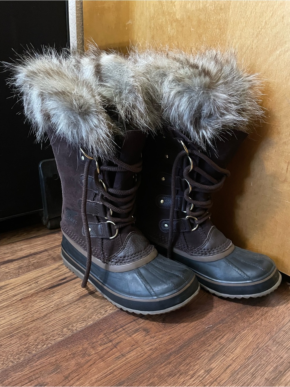 Sorel Brown Faux-Fur Trim Waterproof Winter Boots